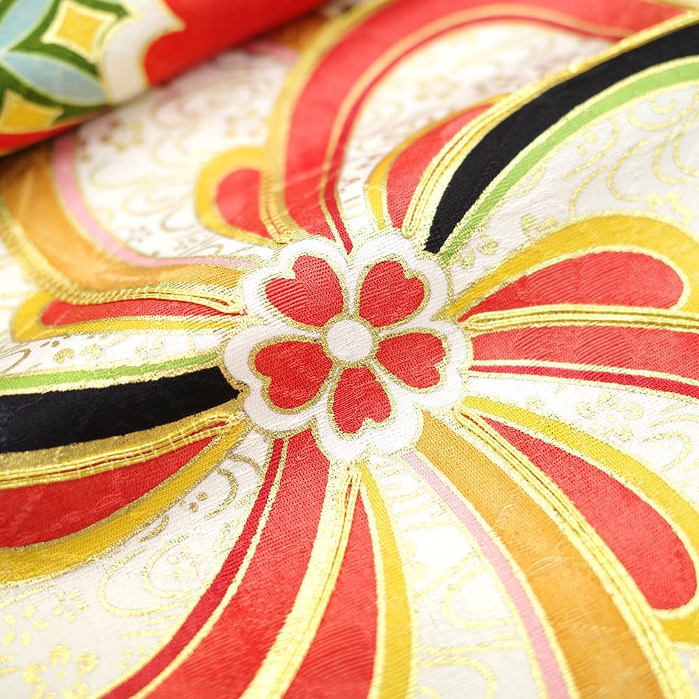 振袖フルセット 菊文 金駒刺繍 金彩加工 染め分け 正絹 綸子 友禅 赤 4