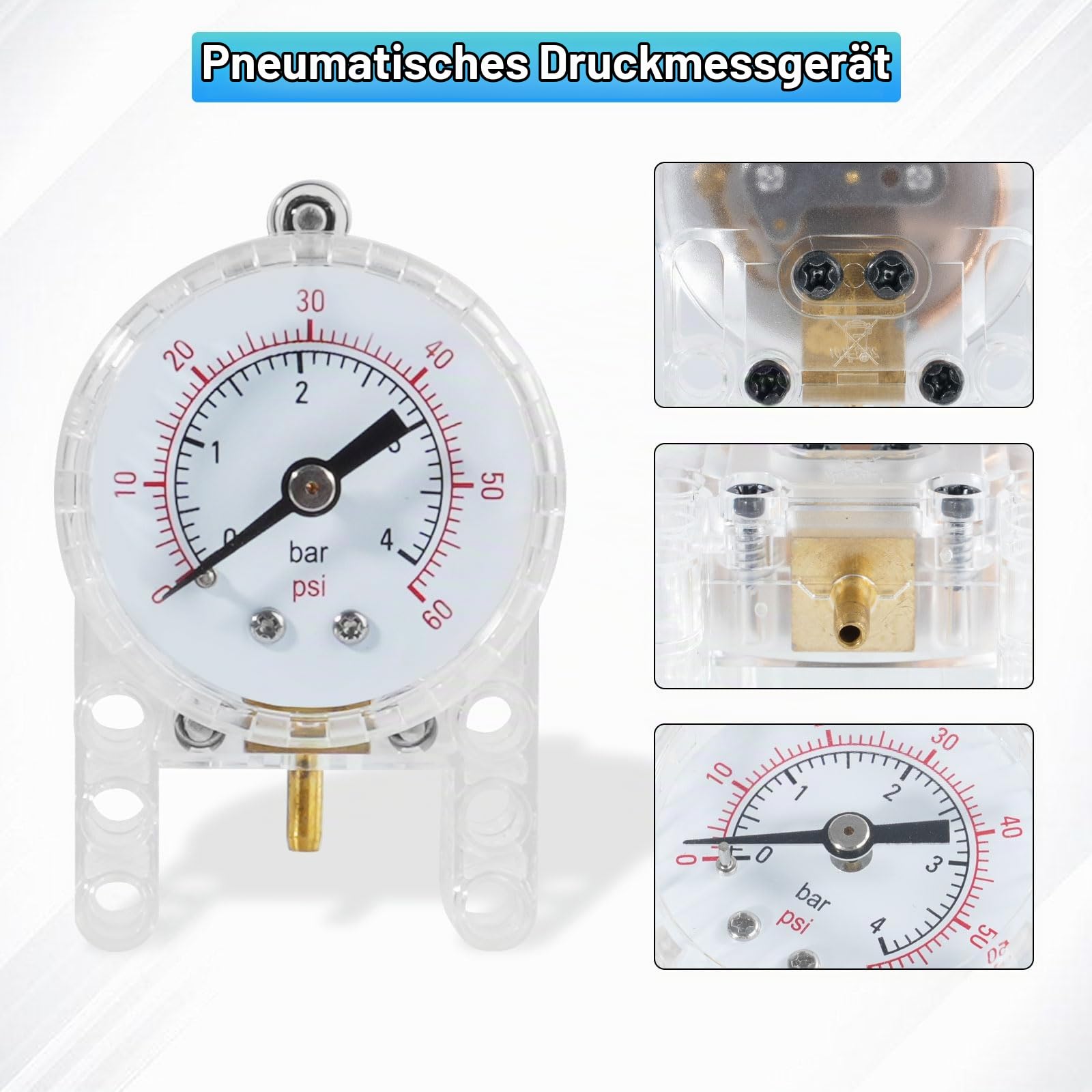 31-Teiliges Pneumatik-Set,QIQIAZI Pneumatik Zylinder & Hydraulik Ersatzteile Set mit Luftpumpe, Luftdruckmesser, Gastank, Schlauch und Schalter, Kompatibel mit Große Marke Technik-Motoren-Set