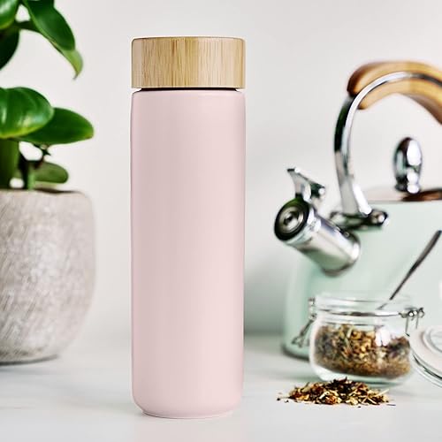 Miniatura 5 de Pinky Up Tatyana - Taza de cerámica con infusor de té de acero inoxidable, taza de viaje con tapa para té de hojas sueltas, perfecta para rutinas