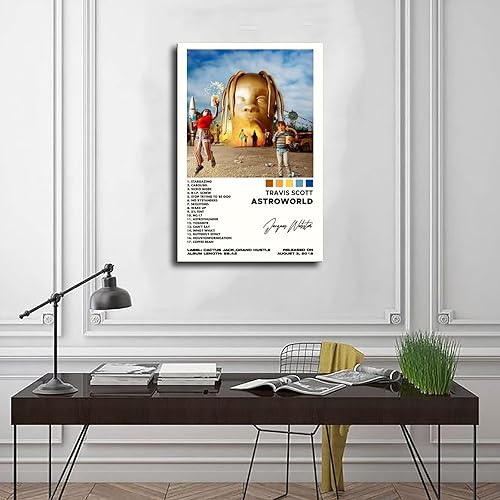 Miniatura 3 de Fludrouid Travis Scott ASTROWORLD - Póster en lienzo para decoración de pared, pintura para sala de estar, dormitorio, estilo marco, estilo marco,