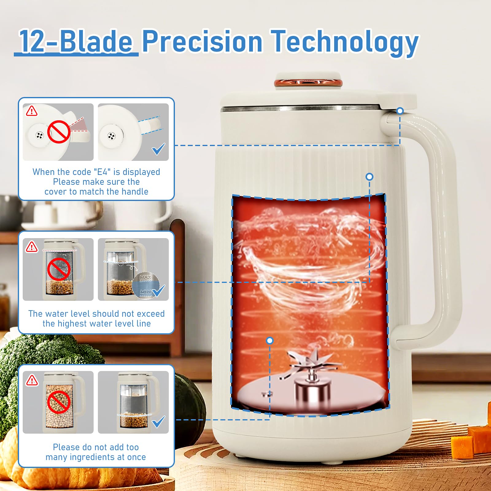 Máquina automática de leche de soja de acero inoxidable de gran capacidad, 40 onzas, máquina automática de leche de soja para casera, avena, leche a base de plantas y bebidas no lácteas, máquina de