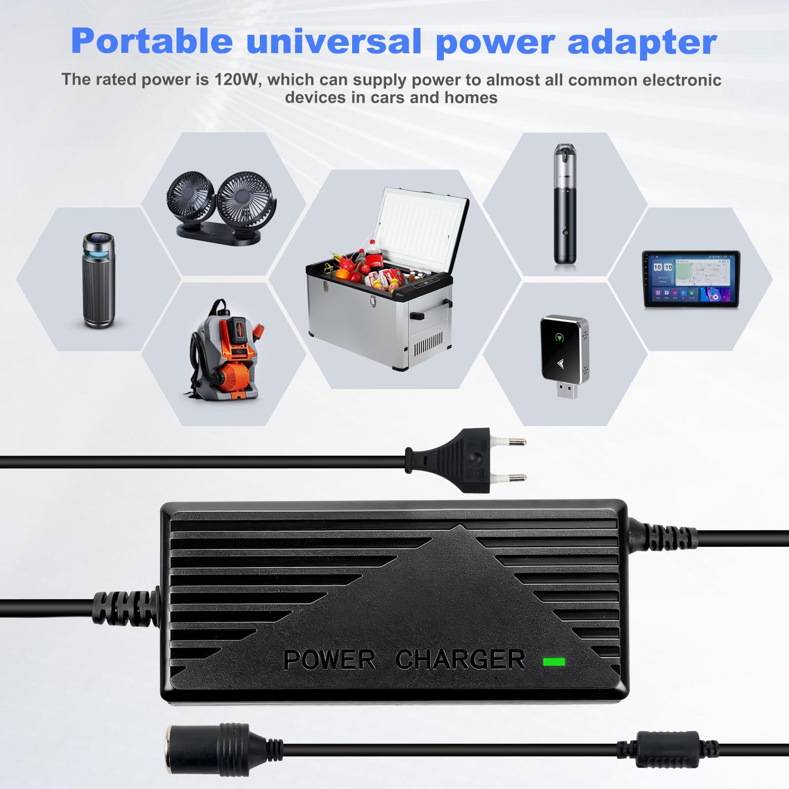 Spannungswandler 220v auf 12v, Adapter Zigarettenanzünder Steckdose, 180W 15A KFZ Netzadapter, Adapter 12V auf 230V, Konverter Netzadapter für Auto-Staubsauger, Kompressoren, Kühlbox