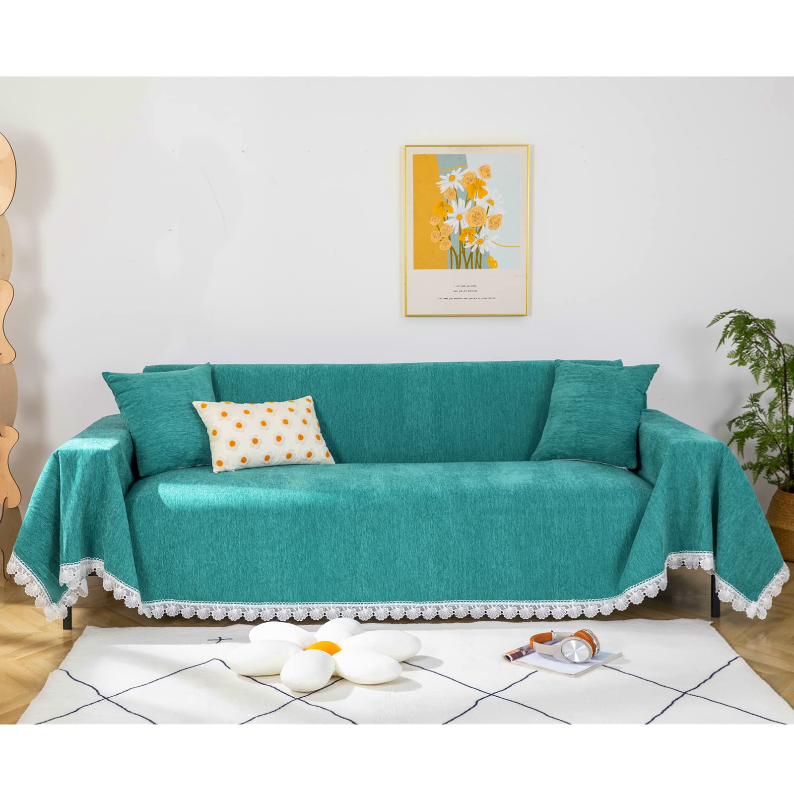 Housse de canapé 2 places vert 180x220 de protection salon anti-poussière