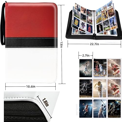 Miniatura 5 de Carpeta de tarjetas con 9 bolsillos, soporte para tarjetas coleccionables con mangas, 900 bolsillos, protectores de tarjetas intercambiables,