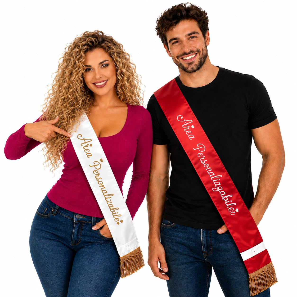 Fascia Personalizzabile Con Stampa Fasce Con Frange Oro Per Premiazioni Addio Nubilato Sindaco Miss Mister Italia Festa PS 37777