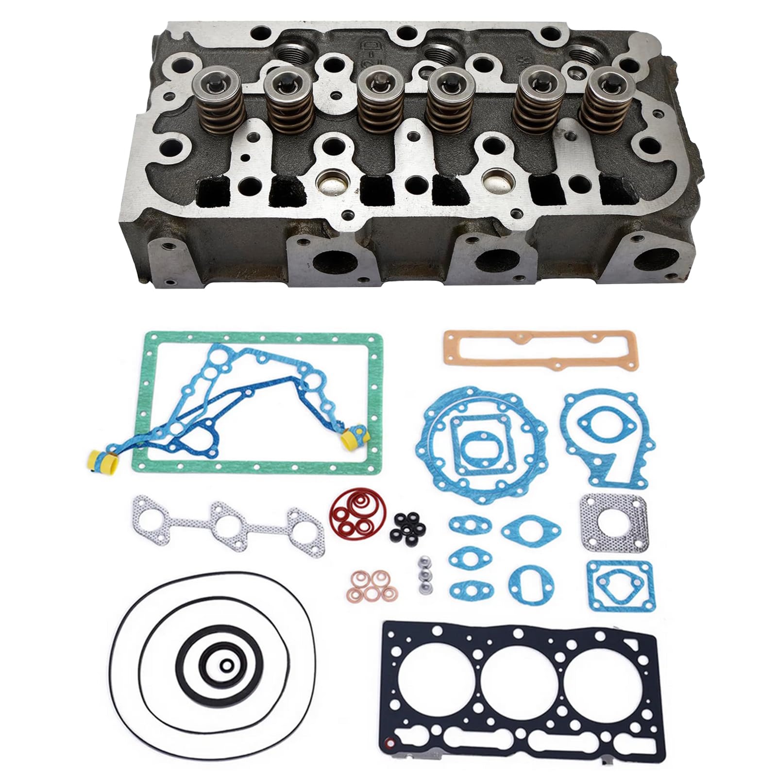 BCXFORK Cylinder Head Compatible for Kubota D1305 Engine (Complete Cylinder Head with gasket set, Type A: with hole)