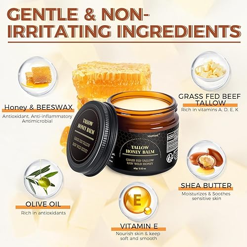 Miniatura 2 de Sarga de ternera para la piel, bálsamo de miel y bálsamo para la cara, hidratante facial de ternera alimentada con pasto orgánico para nutrir