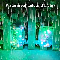Vista 6 de SmilingTown Guirnalda de luces solares para tarros de masón, paquete de 12 unidades, 30 luces LED de luciérnaga con 12 perchas impermeables