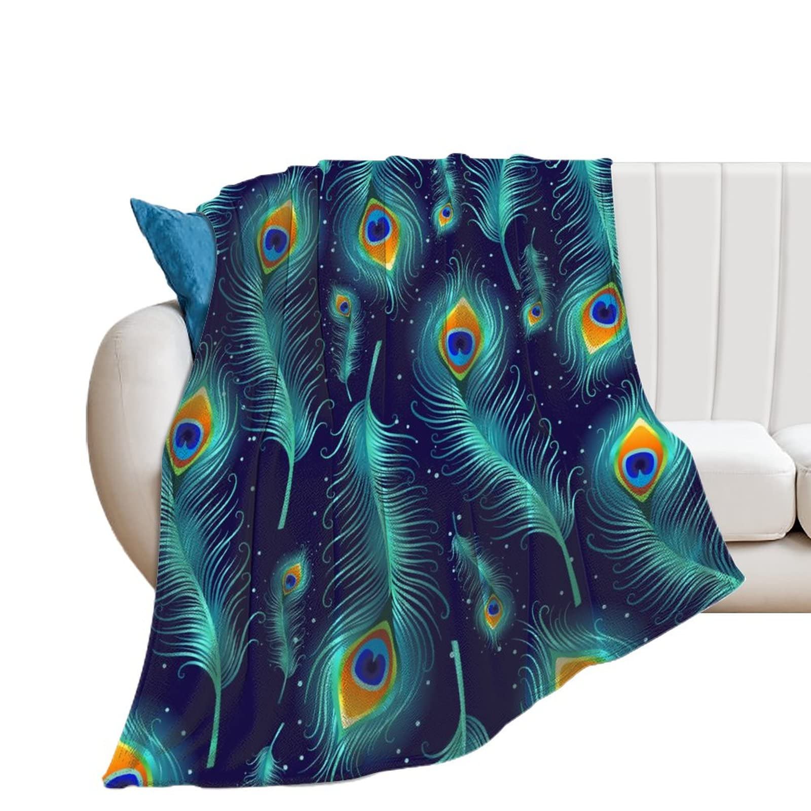 Plaid canapé flanelle anti-froid couverture polaire plumes de couleur lit 100x130