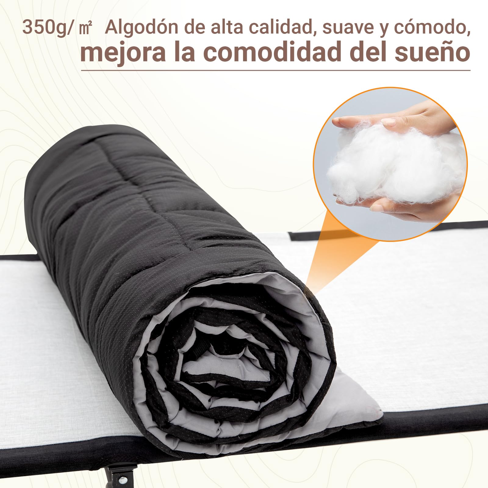 KingCamp - Cubrecolchón de algodón, súper Ligero y portátil, versátil, para Cama de Camping, Tumbona de jardín, Tumbona, también se Puede Utilizar como colchón de Dormir o Manta