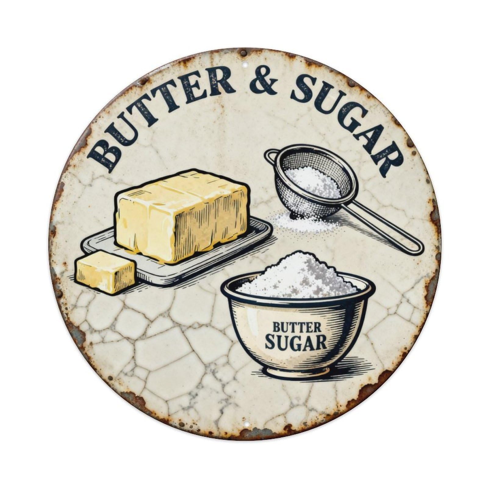 BUTTER & SUGAR Metal Tin Sign Plaque