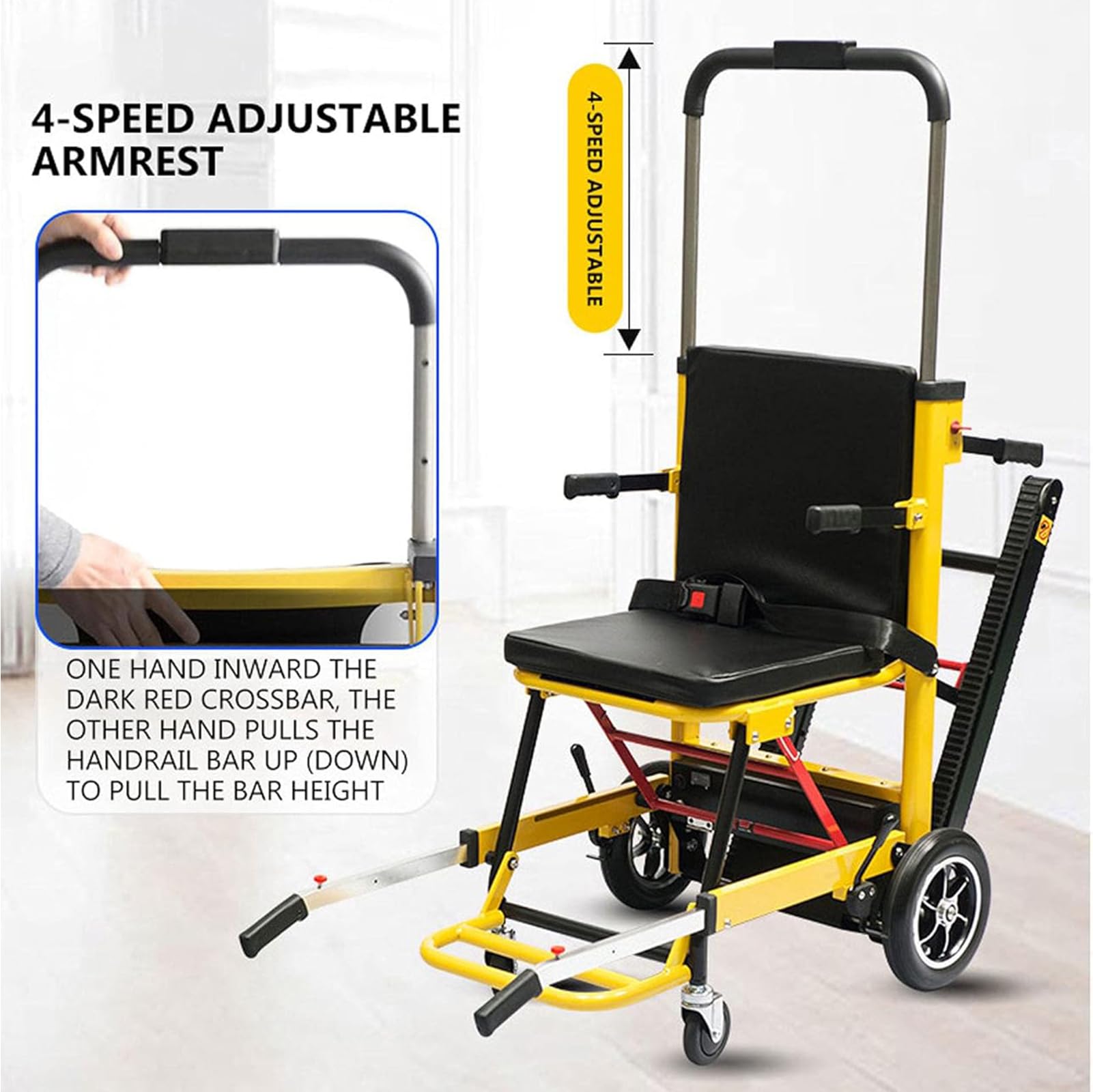 Montascale Elettrico Cingolato Pieghevole Saliscale Manuale su Sedia A Rotelle Carrello Montascale Elettrico per Anziani Disabili, può Salire E Scendere Le Scale