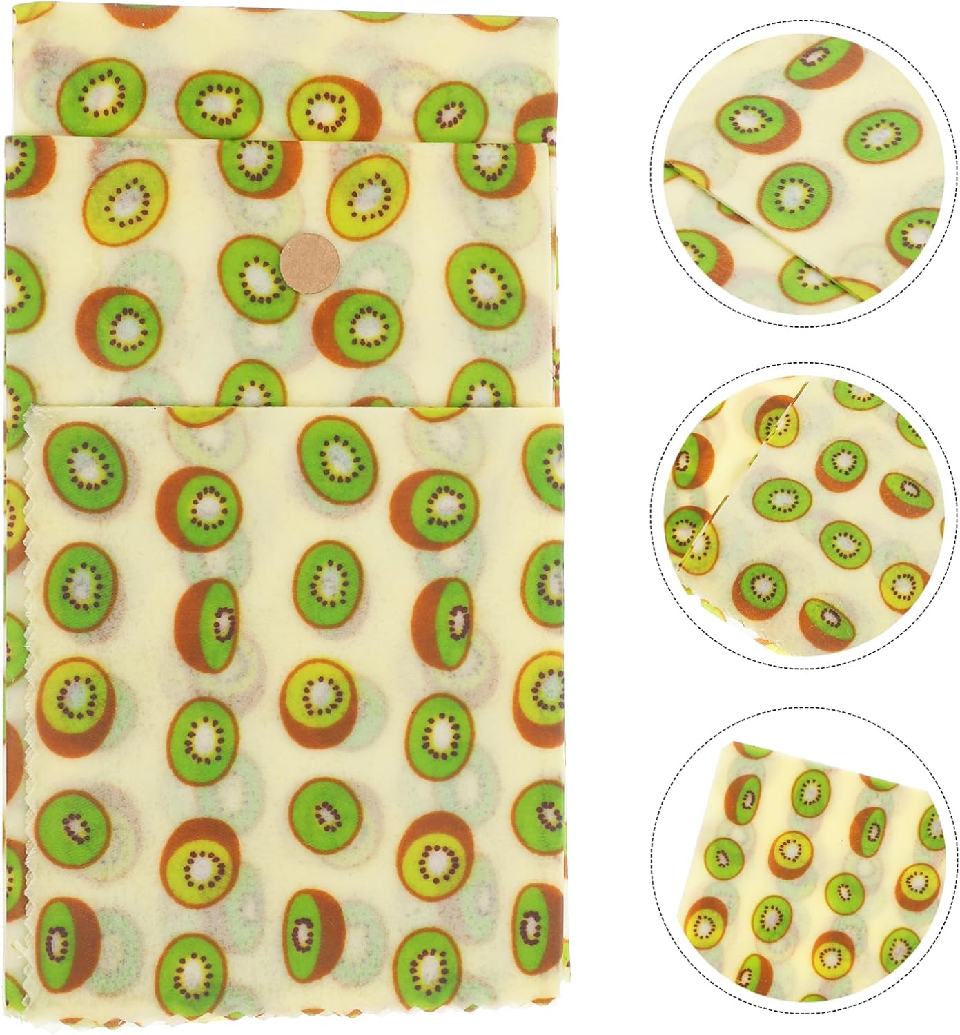 3Pcs Organic Beeswax Food Wraps Washable Reusable Beeswax Wraps for Bowl Sandwiches and Food Storage Kitchen Wraps with Delicate Patterns image 2