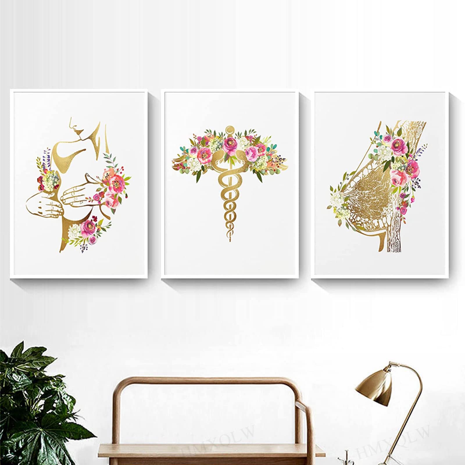 Tableau Sur Toile Vintage Anatomie Pied Squelette – 3 Panneaux 50x70 Cm | Décoration Murale Aesthetic Gothique Sans Cadre