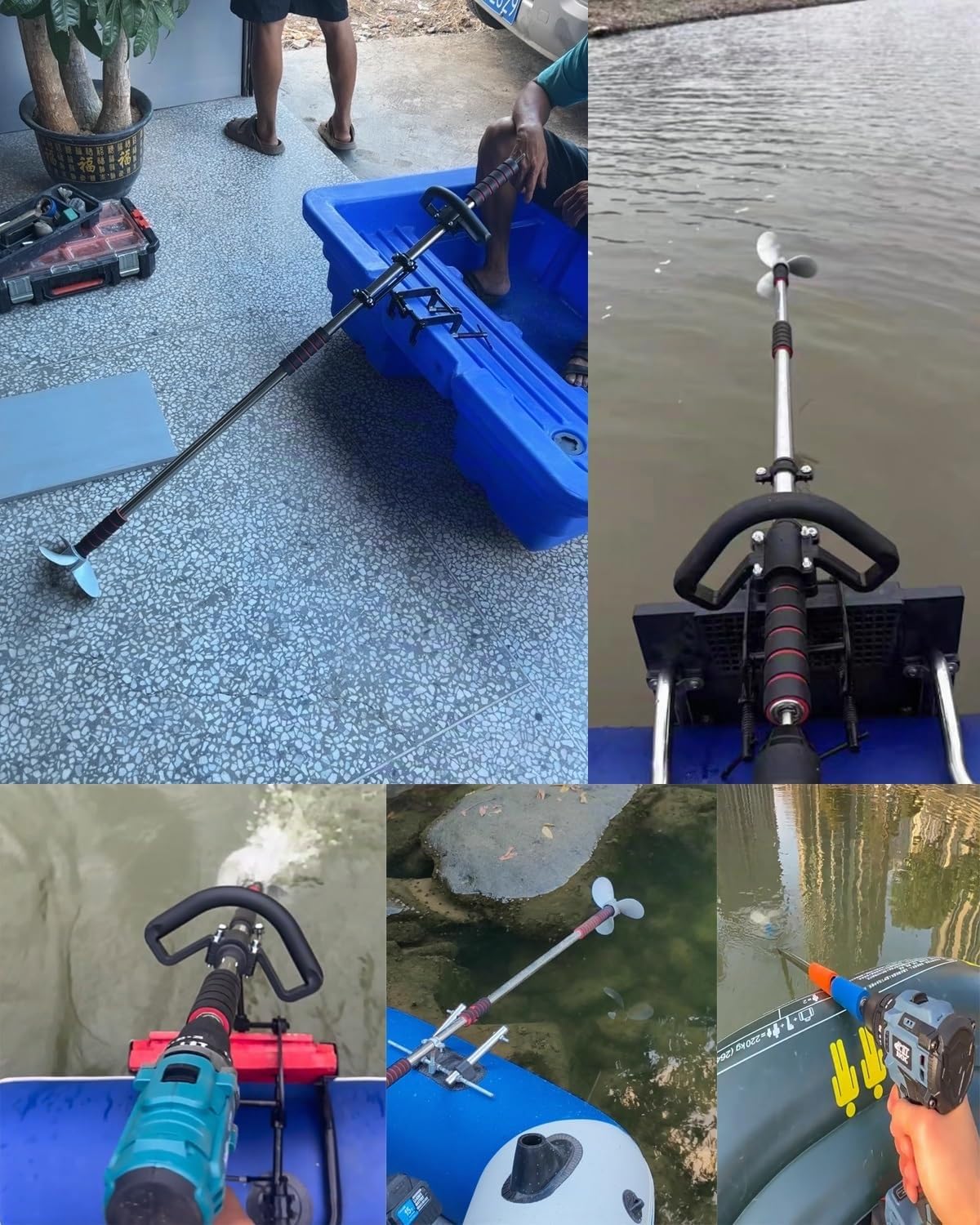 Motor Fueraborda Batería para Motor Eléctrico de Arrastre para Barco de Pesca, Motor Eléctrico Fueraborda para Tabla de Paddle Surf, Motor de Kayak Portátil(With Bracket,L-125cm(49 1/4"))