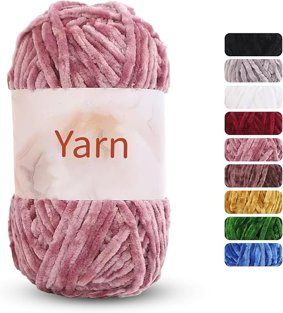 Knitting Yarn Chenille Yarn 6mm Soft Thick Plush Yarn Fluffy Velvet Yarn for Crocheting Knitting DIY Craft Making Blankets, Clothes,socks(80m)