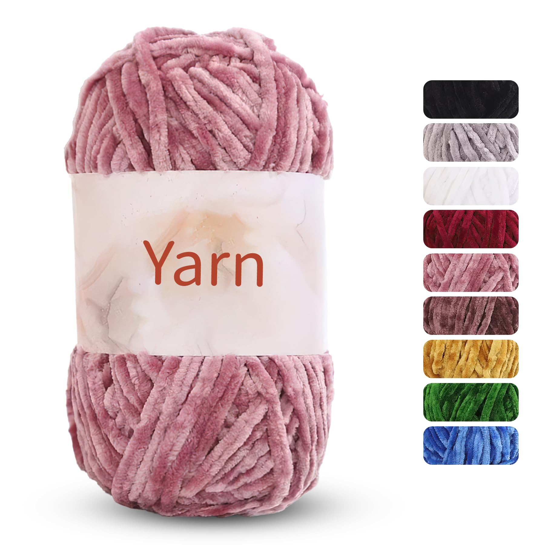 OPUHOHRKnitting Yarn Chenille Yarn 6mm Soft Thick Plush Yarn Fluffy Velvet Yarn for Crocheting Knitting DIY Craft Making Blankets, Clothes,Socks(80m)