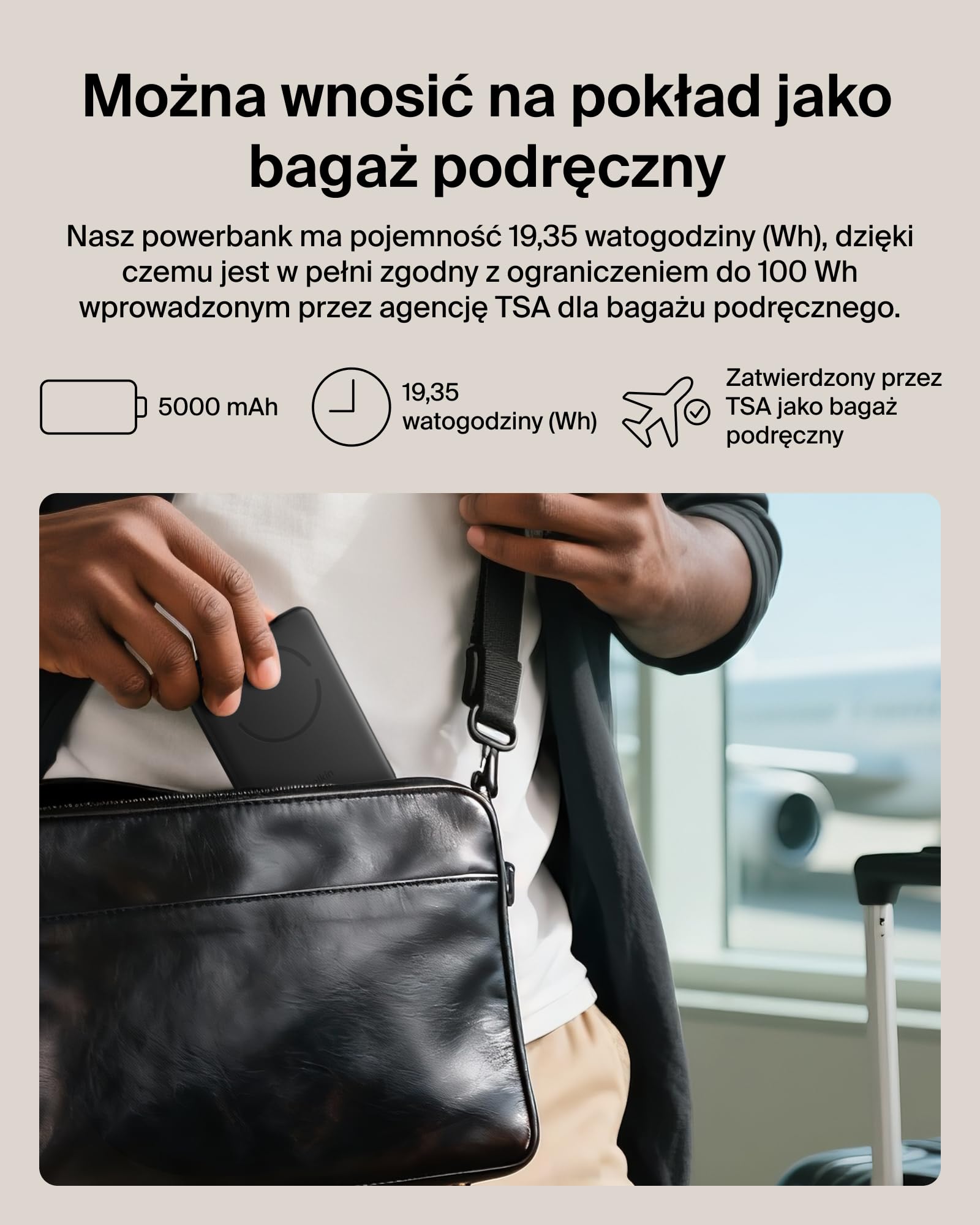 Belkin BoostCharge Magnetyczny Powerbank 5000mAh, Certyfikat Qi2, z Pierścieniem Magnetycznym i Portem USB-C, Smukła Ładowarka 15W do Urządzeń iPhone, Galaxy, Pixel – z Kablem USB-C – Czarny