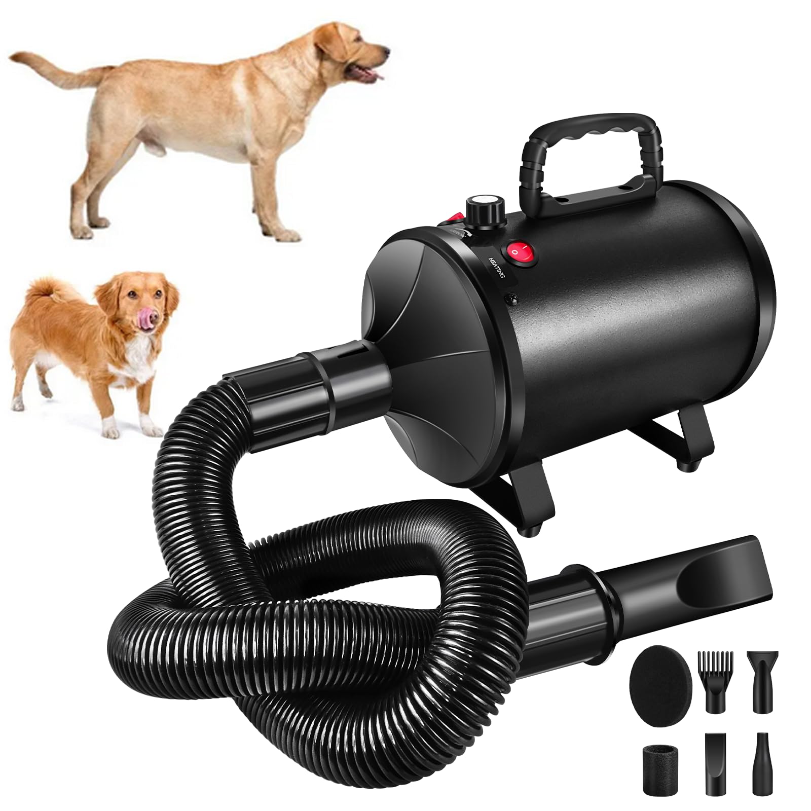 Sèche Cheveux Pour Chien 2800w Sèche-Cheveux Pour Chien, Blaster De Toilettage Pour Animaux Domestiques À Vitesse Variable, Séchoirs À Moto Souffleur D'air Avec 4 Types De Buses