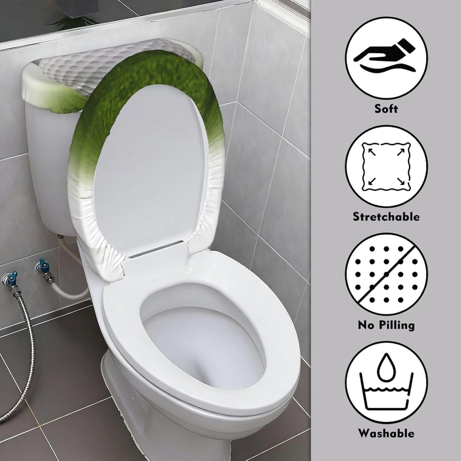 Golf Ball Toilet Tank Cover And Toilet Lid Cover Set Stretch Bathroom Toilet Lid Seat Cover