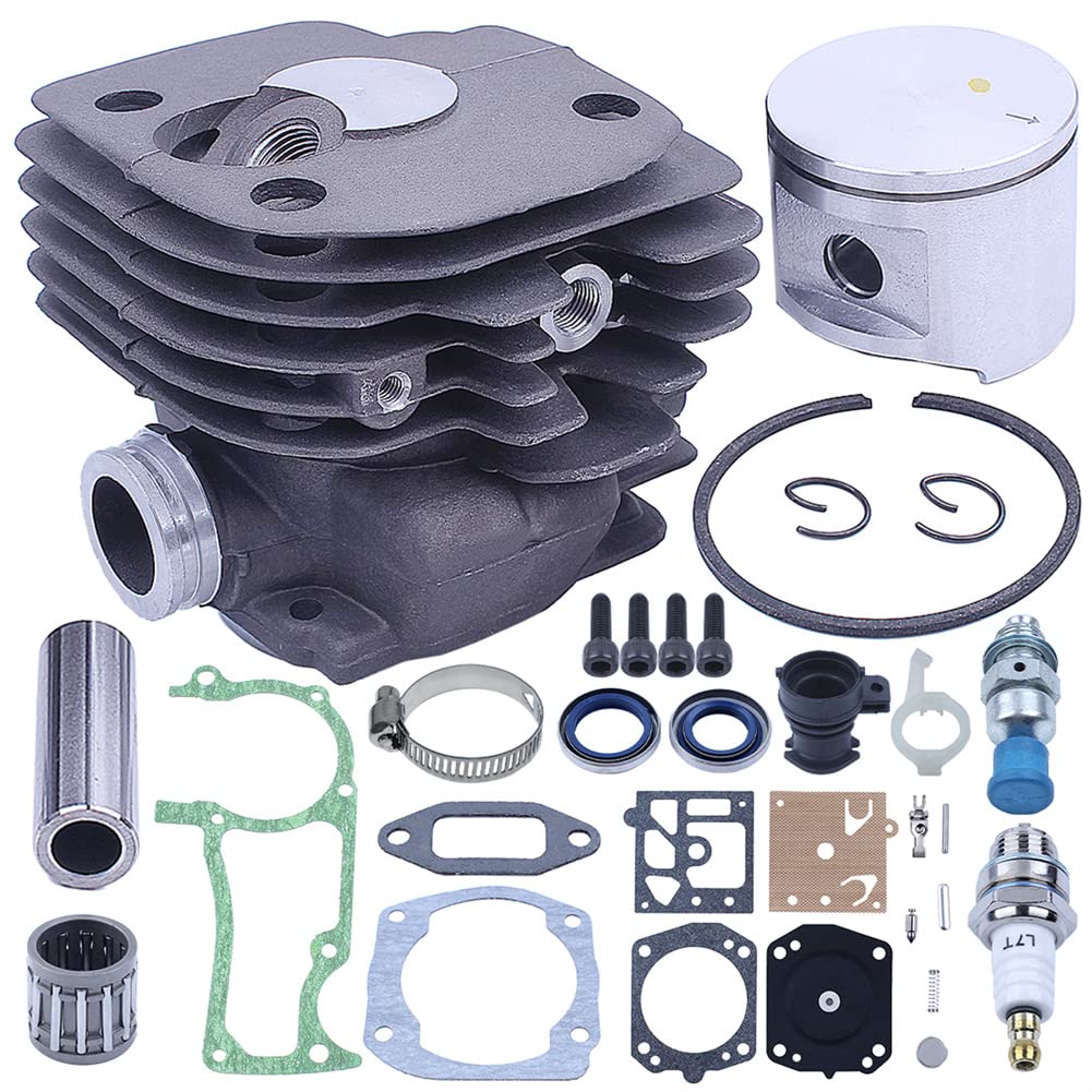 Kit de pistón de Tarjeta de 52 mm de diámetro Interior del Cilindro, para Pieza de Motosierra para Jonsered 2063 2065 2071, para Motosierra para Husqvarna 372, 372Xp, 371, 365, 362, 503691072