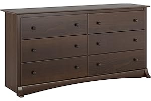 Prepac Fremont: Double Dresser for Bedroom with 6 Drawers - Espresso