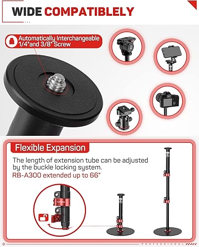 Miniatura 4 de IFOOTAGE Monopie de base redonda Cobra 2, monopie de 60 pulgadas, monopie de cámara de aluminio con base, monopiés de video con base redonda