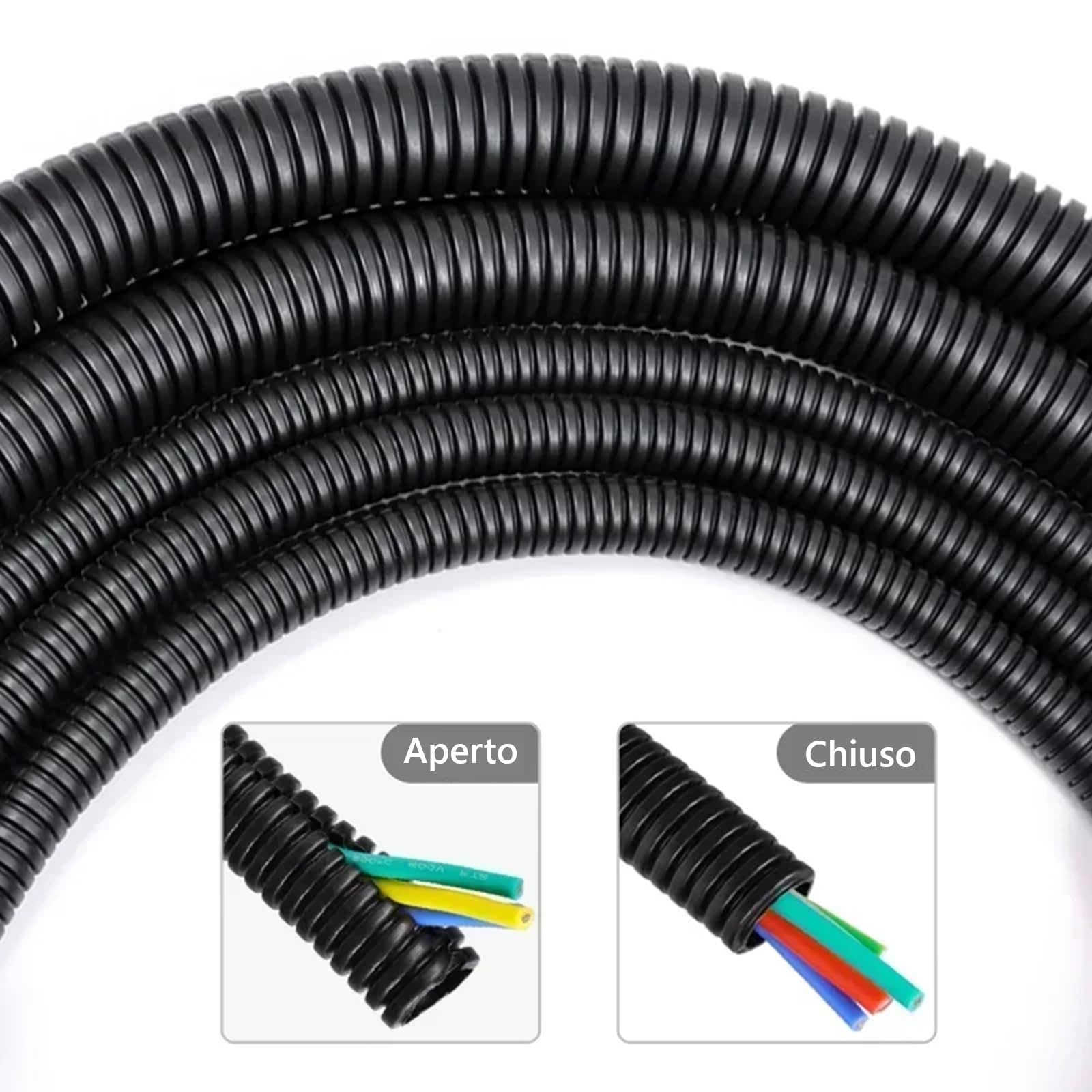 Tubo Corrugato Nero Diametro 20 mm 50M Flessibile Autoestinguente Resistente Pieghevole per Impianti Elettrici Passaggio e Protezione Cavi