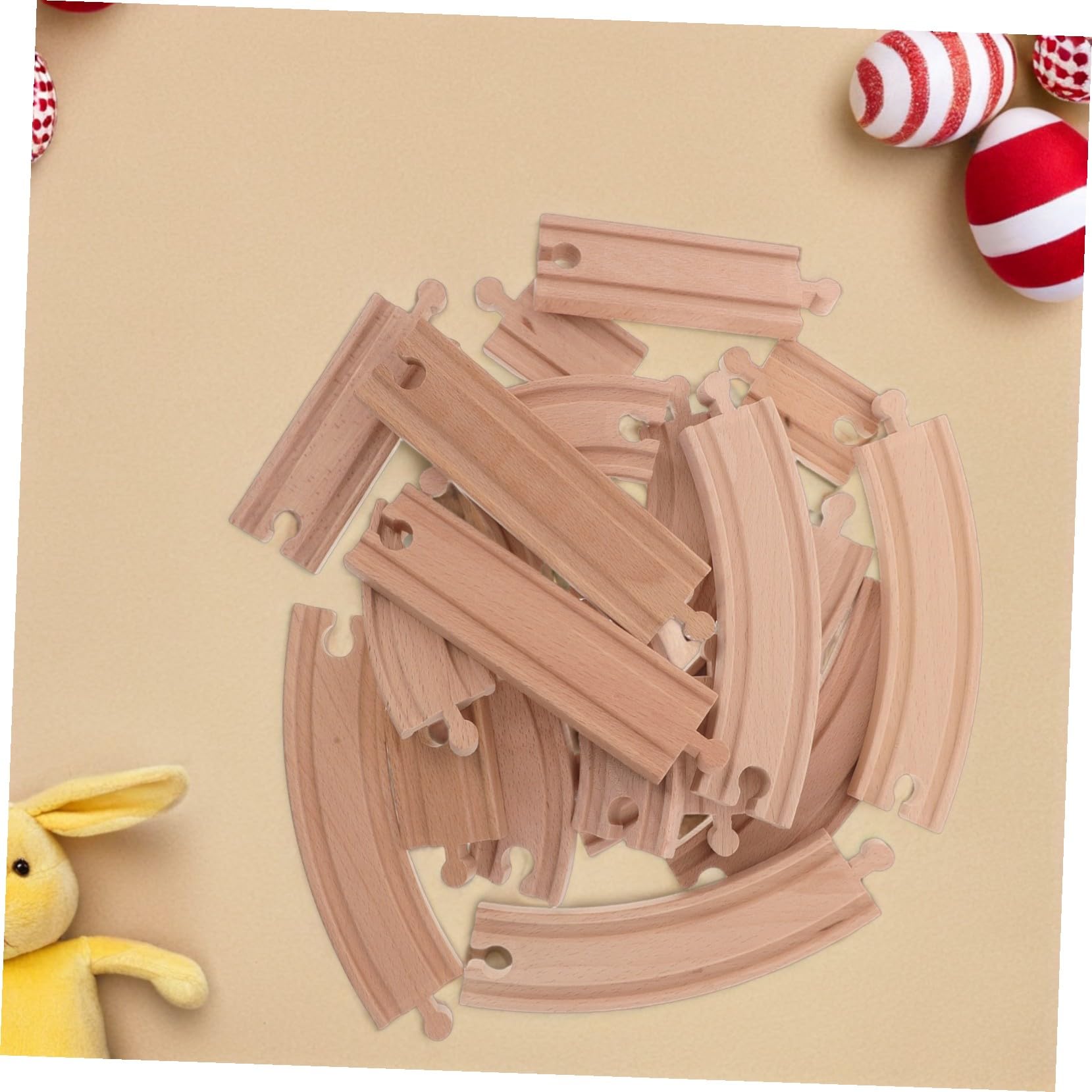 Toyvian 20pezzi Binari Treno Legno Espansione Accessori per Treni Giocattolo Binari per Treni Compatibili con Tavolo Treno
