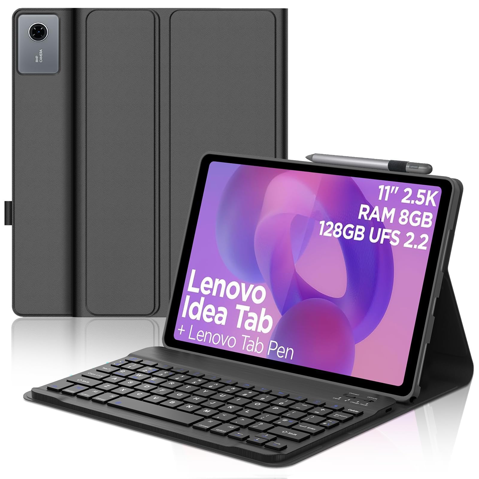 Keyboard Case for Lenovo Idea Tab 11'' 2025, Magnetic Detachable Wireless Keyboard, Folio PU Leather Case with Pen Holder for Lenovo Idea Tab 11-inch 2025 Models (TB-336ZU/TB-336FU)-image-9