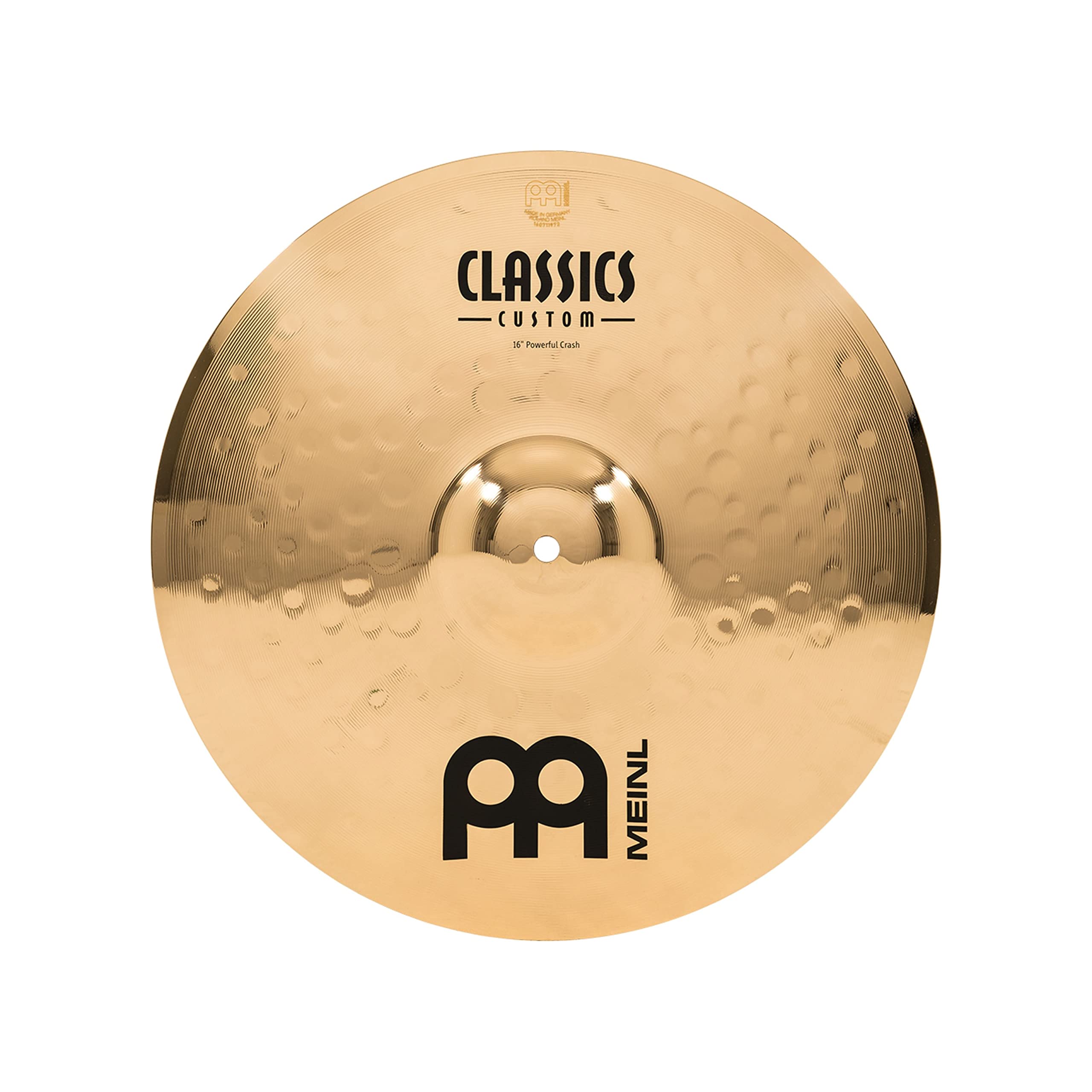 Meinl Cymbals Classics Custom Brilliant Piatto Powerful Crash 16 pollici (40,64cm) per Batteria - Bronzo B12, Finitura Brillante, Prodotto in Germania (CC16PC-B)
