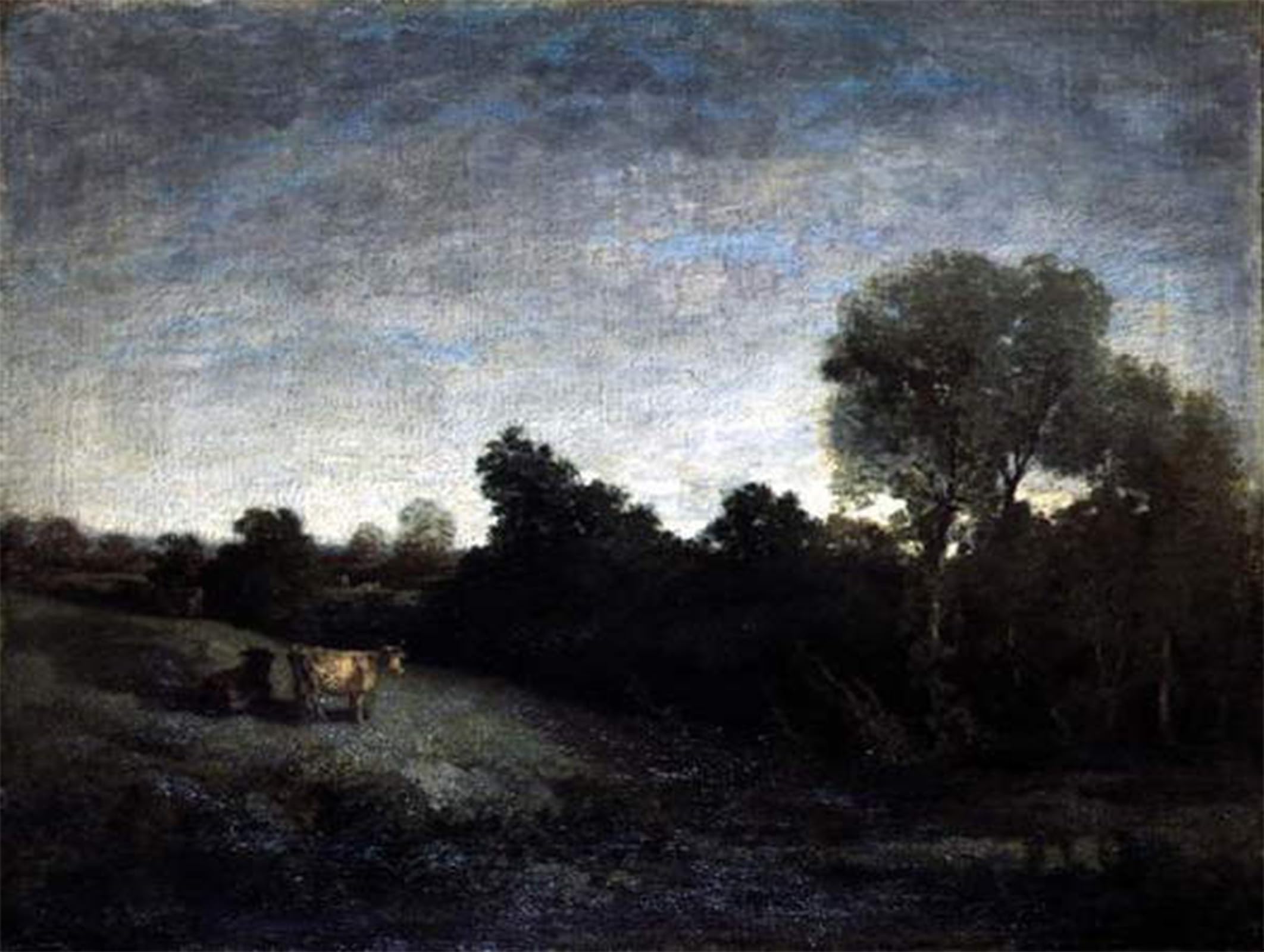 POSTERIIk Famous Animal Posters Vintage Picture Cows in a Meadow by Eugene Louis Boudin Modern Wall Decor for Home Decor 60x90cm