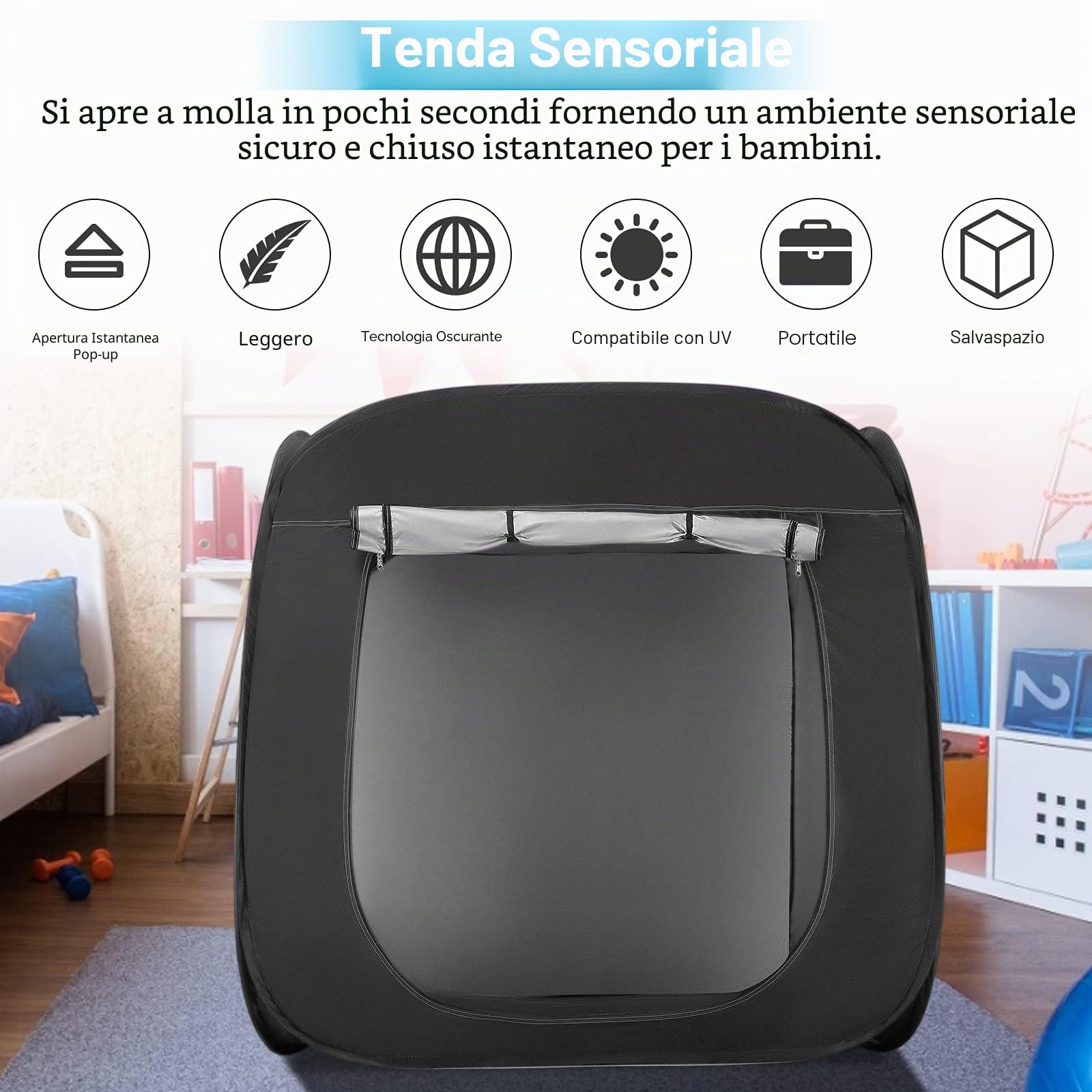 110CM Tenda per bambini da Gioco Pop up Portatile Pieghevole tenda bambini dei Giochi per Interni ed Esterni per autism SPD Regalo Natale Compleanno