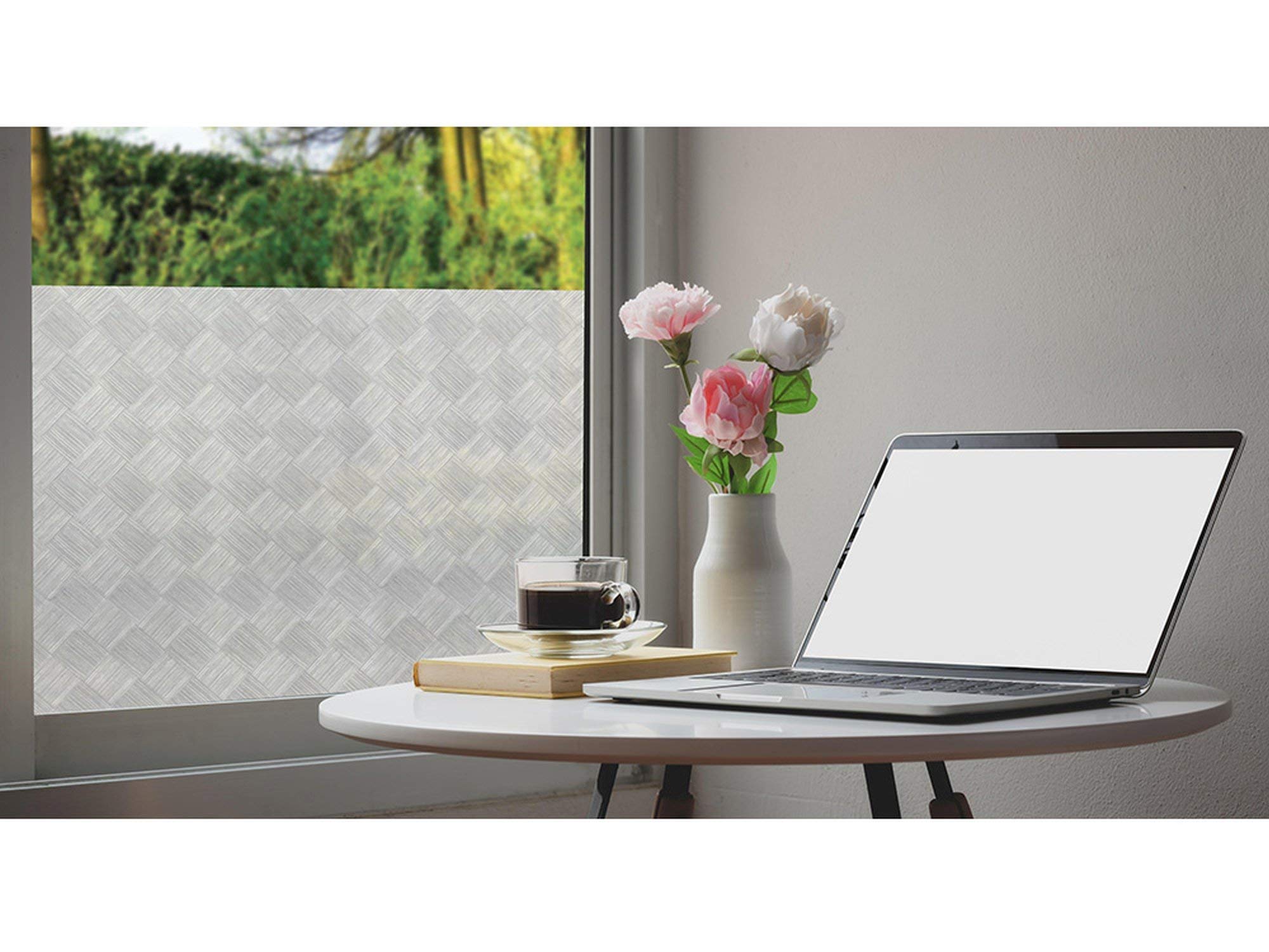 Pellicola autoadesiva trasparente QUADRATE [40 x 100 cm]| Pellicola decorativa per finestra – privacy | pellicola protettiva opaca per la casa e l'ufficio