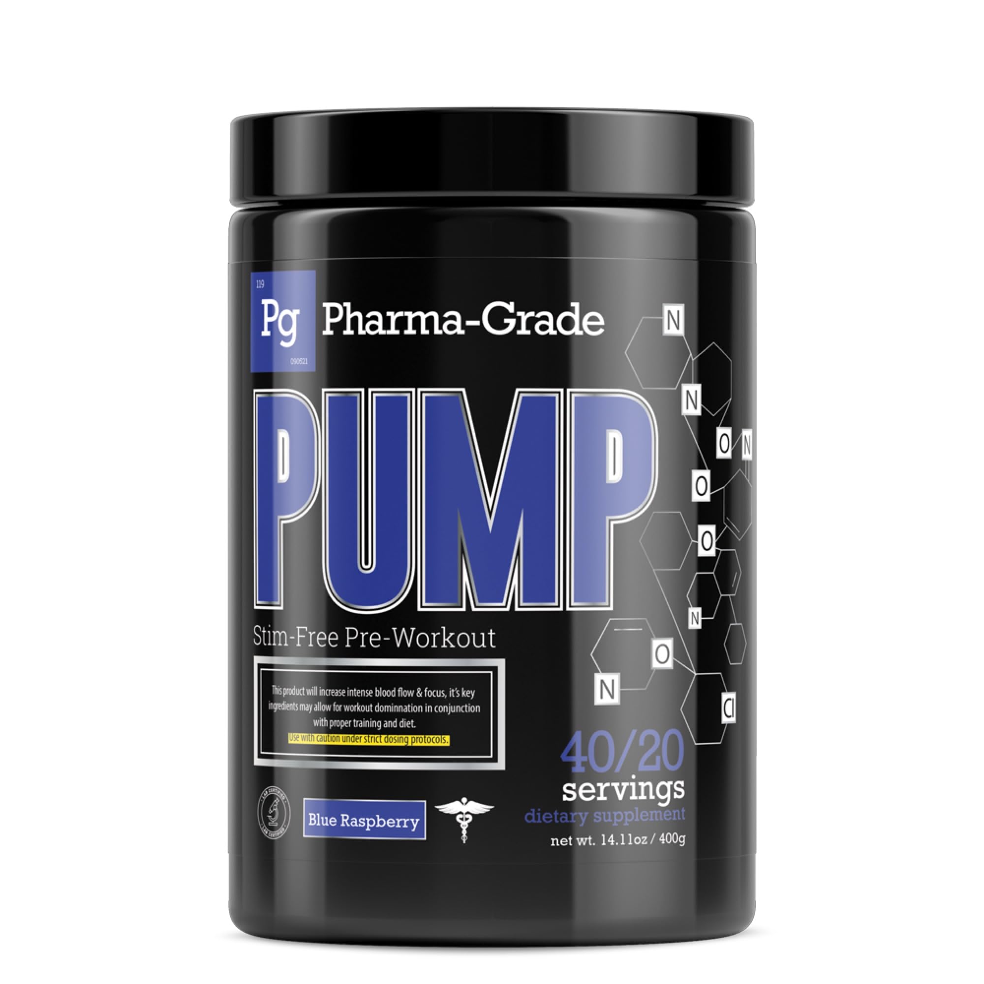 Pharma-Grade PUMP Stim Free Pre Workout Powder | Focus, Energy & Strength | Citrulline, Beta-Alanine, Pink Bark | 3 Flavours | Cherry Lime | 20/40 Servings (400g, Blue Raspberry)
