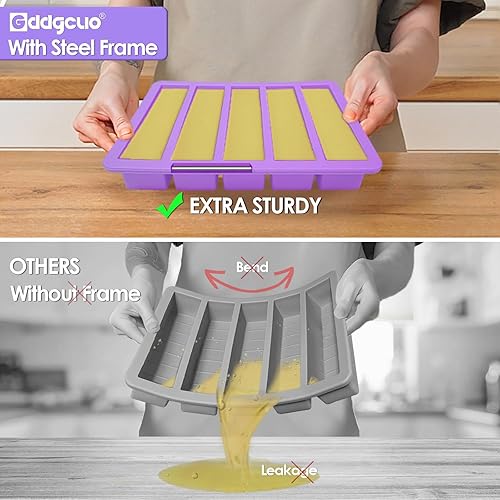 Miniatura 3 de GDDGCUO Moldes de silicona para mantequilla con tapa, bandeja de mantequilla antiadherente con cuchillo de mantequilla y espátula, marco de acero