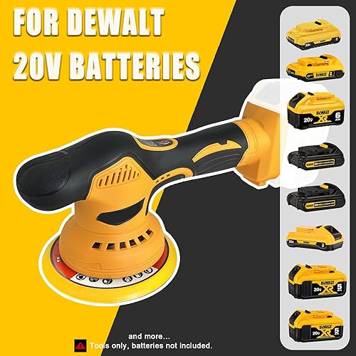 Miniatura 2 de Pulidora inalámbrica de coche para batería Dewalt de 20 V, pulidores y amortiguadores con 6 velocidades variables de hasta 6800 RPM, pulidora