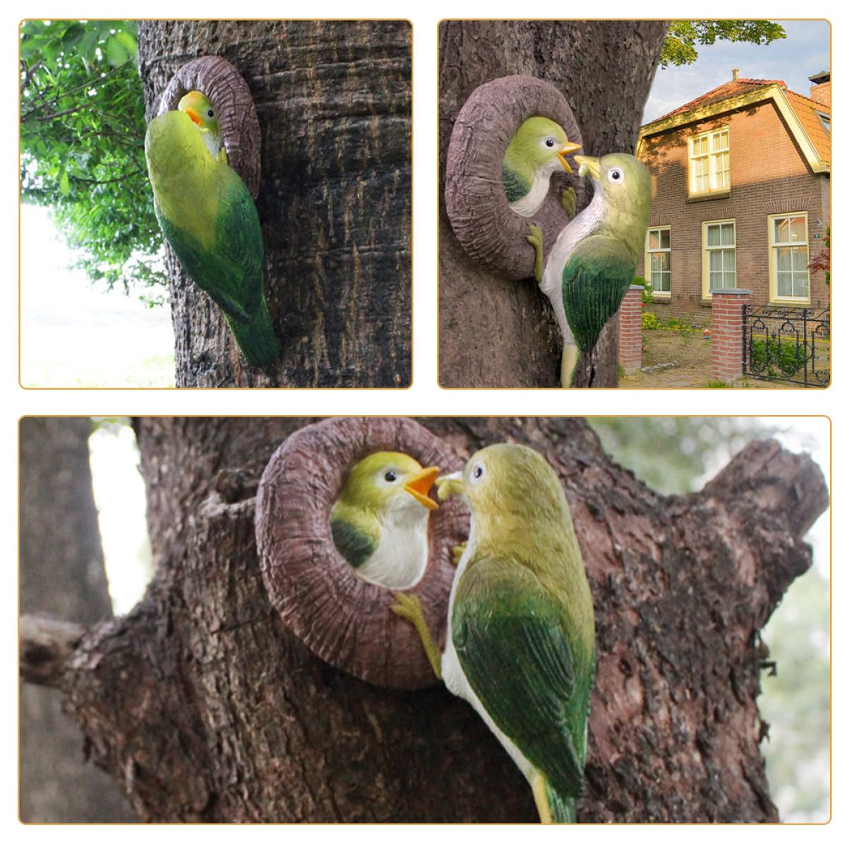 Estatua Colgante de Pájaro de Jardín en Resina Resistente para Decoración de Patio y Árbol en Espacios Exteriores