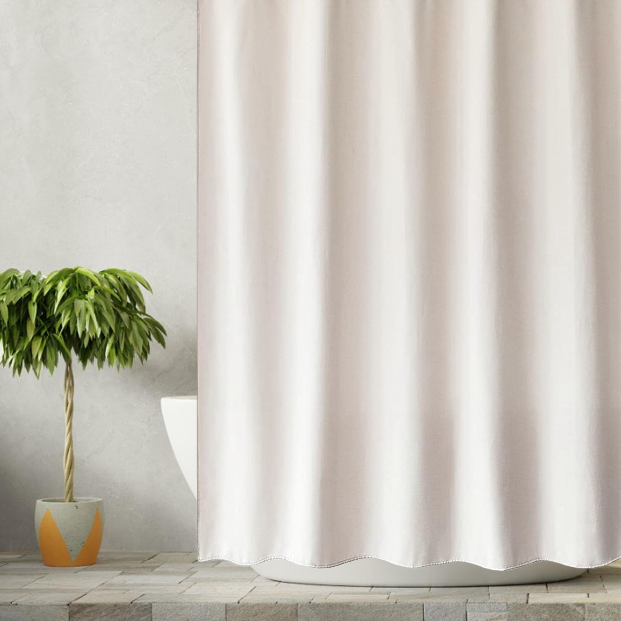 Rideau de douche petit en tissu polyester blanc cassé 80 x 135 cm haut de gamme pour baignoire