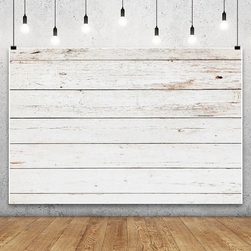 3x2,5m Fondos de Madera Fondo Fotografico Tablero de Madera Rústico Blanco Gris Fondo de Pared de Madera Decoración de Fiesta de Cumpleaños Niños Adultos Retrato Foto Atrezzo