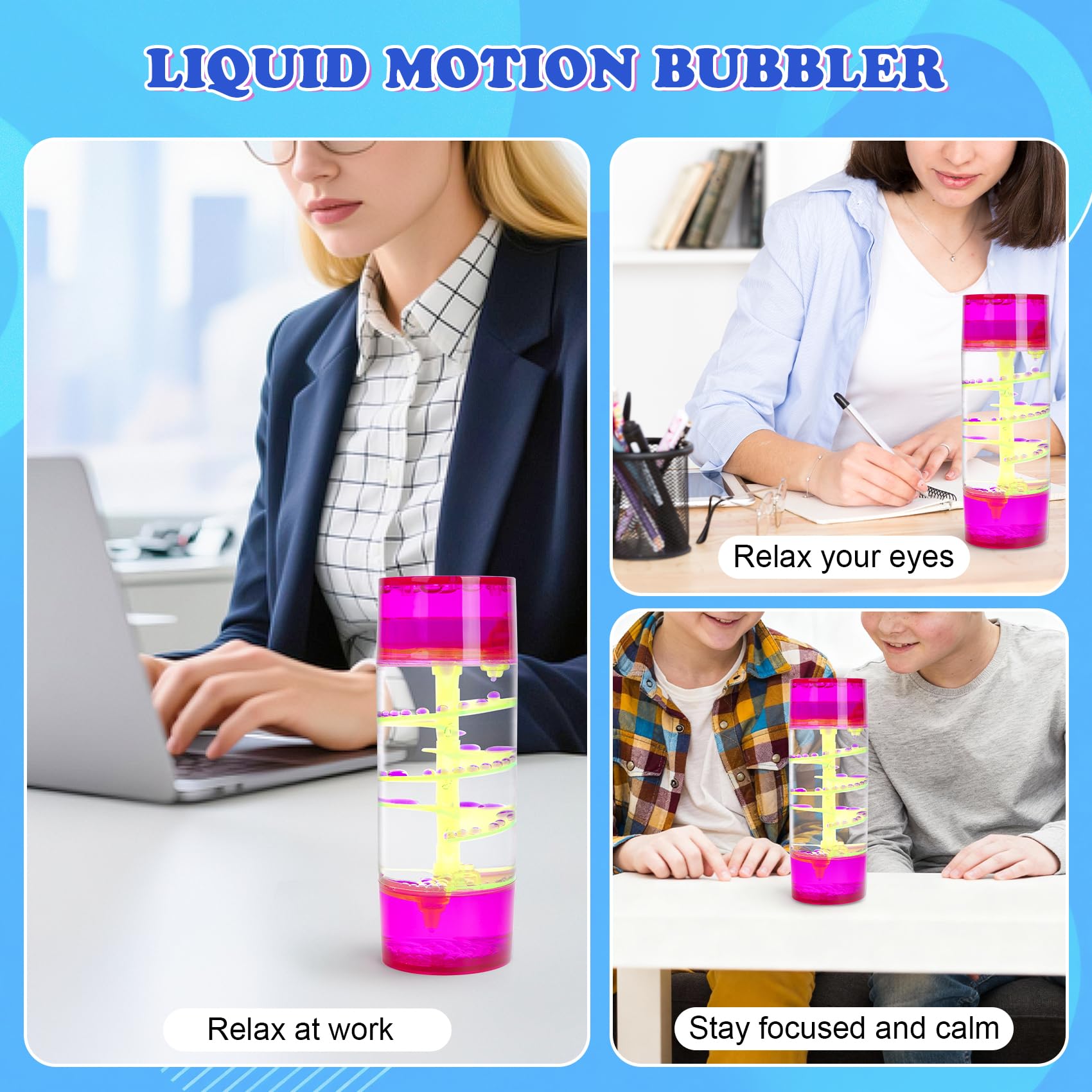 LULUFUN Liquid Motion Timer Bubbler, Sensory Toys for Visual Relaxation Colorful Oil Hourglass, Calm Stress Relief Desk Toys - Image 2