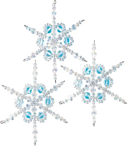 SOLID OAK Kit de adornos con cuentas, copos de nieve brillantes hacen 3 para Navidad