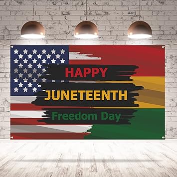 Pudodo Juneteenth Backdrop Banner African American Independence Day Star and Strips Freedom Photography Background Wall Decoration