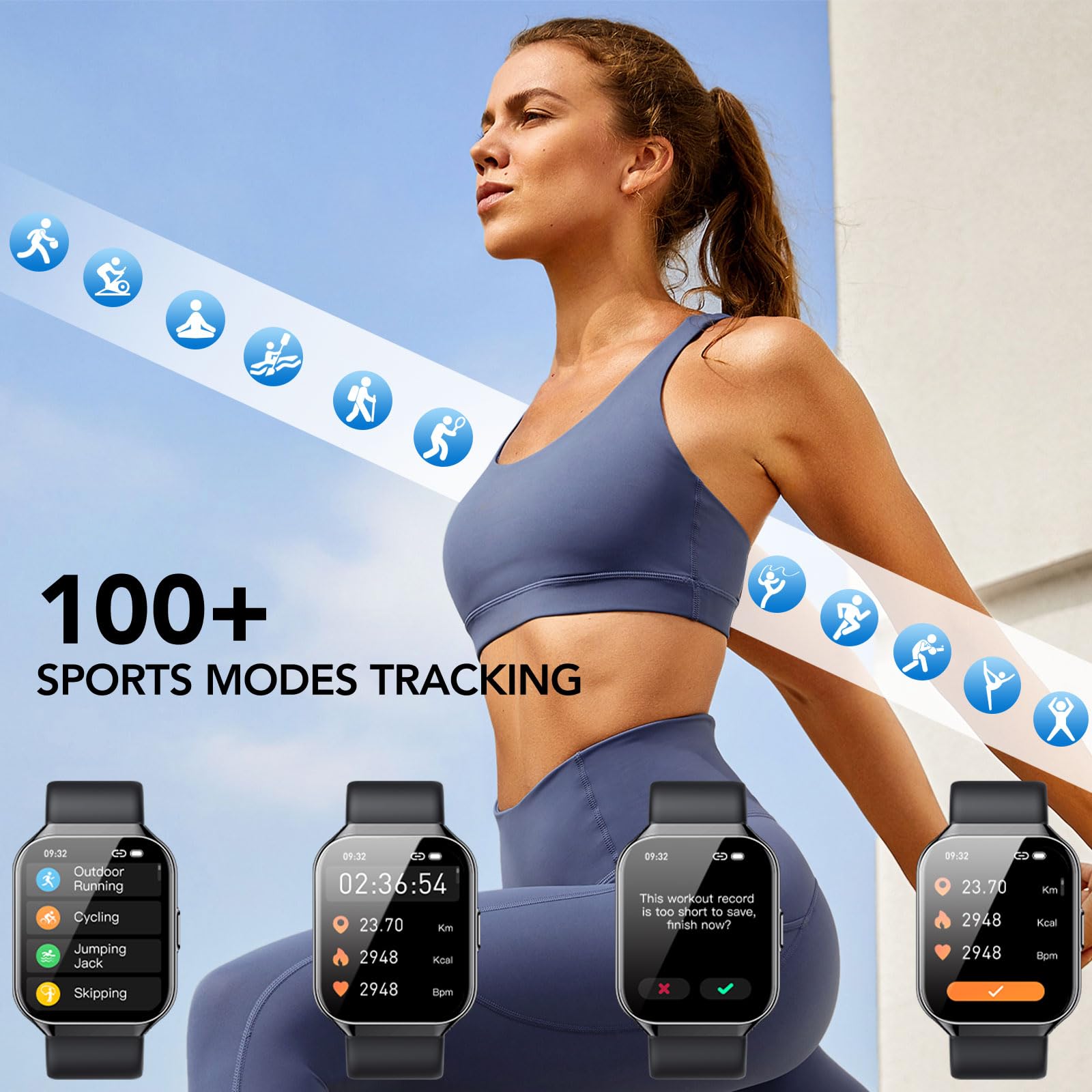Gerafame Smartwatch Uomo Donna, 1.96" Orologio Fitness Donna Uomo con Effettua Risposta Chiamate, 112+ Sportive Smart Watch,Contapassi/Cardiofrequenzimetro, IP68 Impermeabile per Android iOS