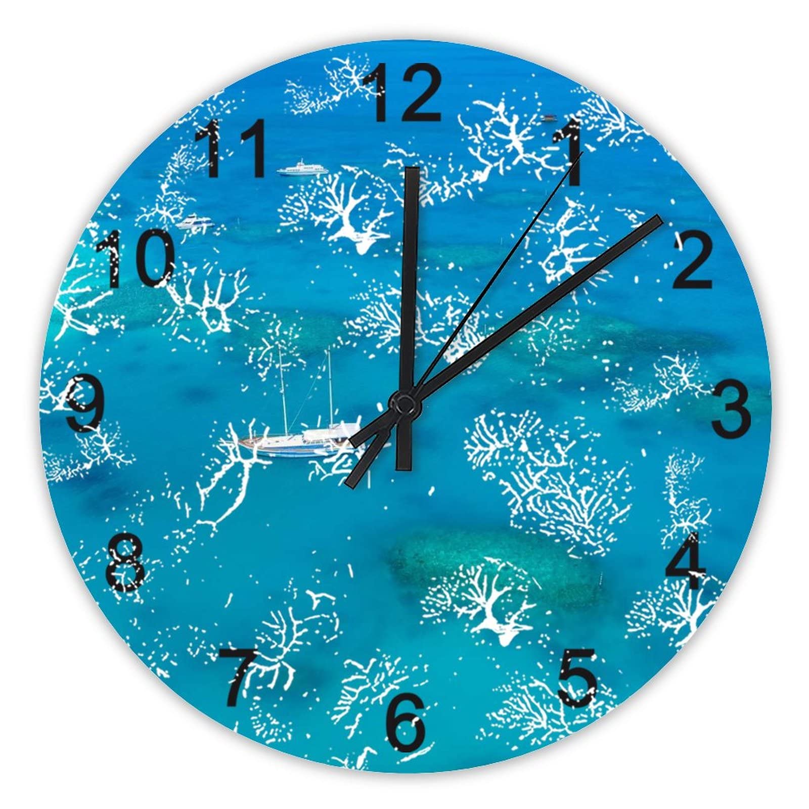 Horloge murale silencieuse de 40 cm pour cuisine et bureau design Maledives