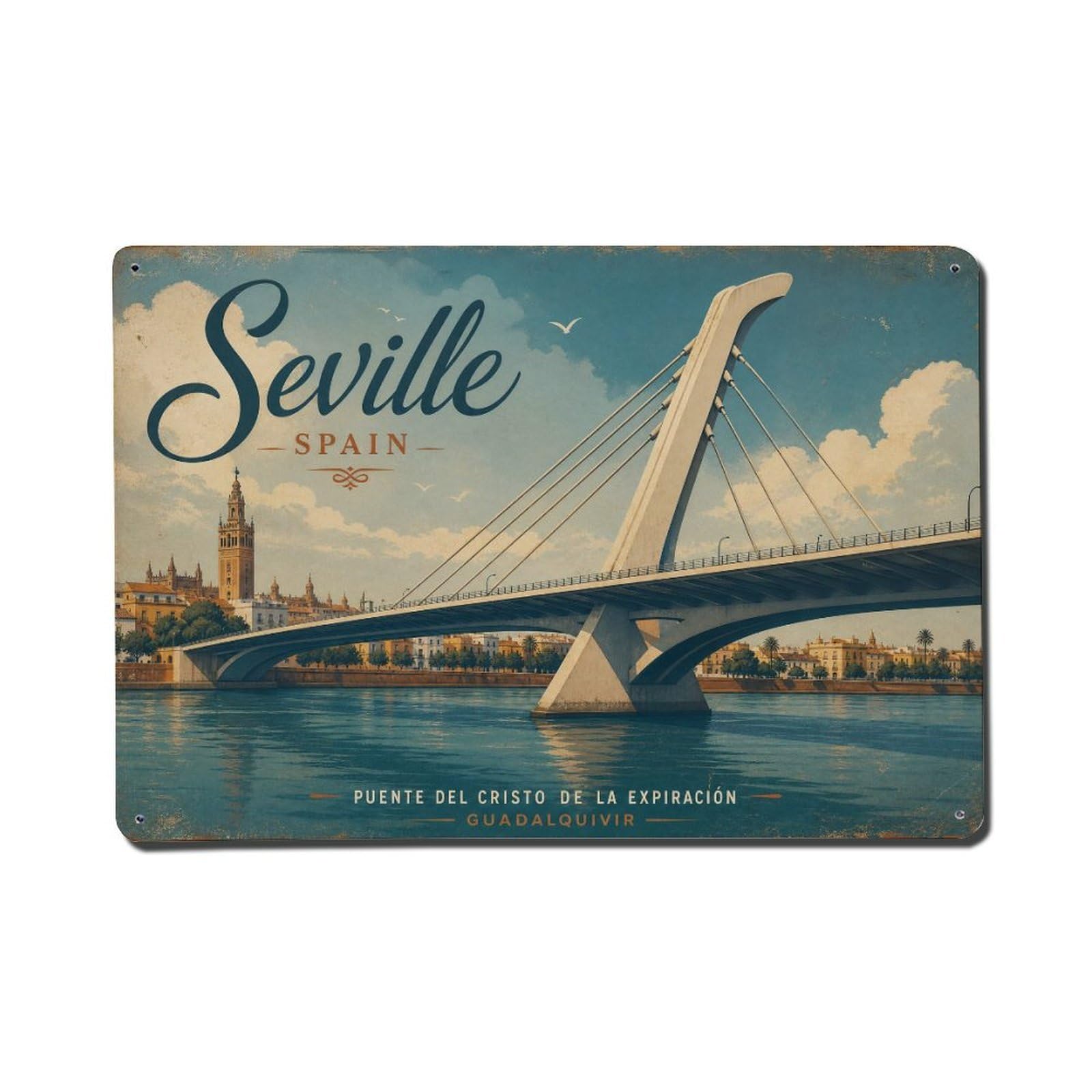 Metal Tin Sign Vintage Travel Seville Spain