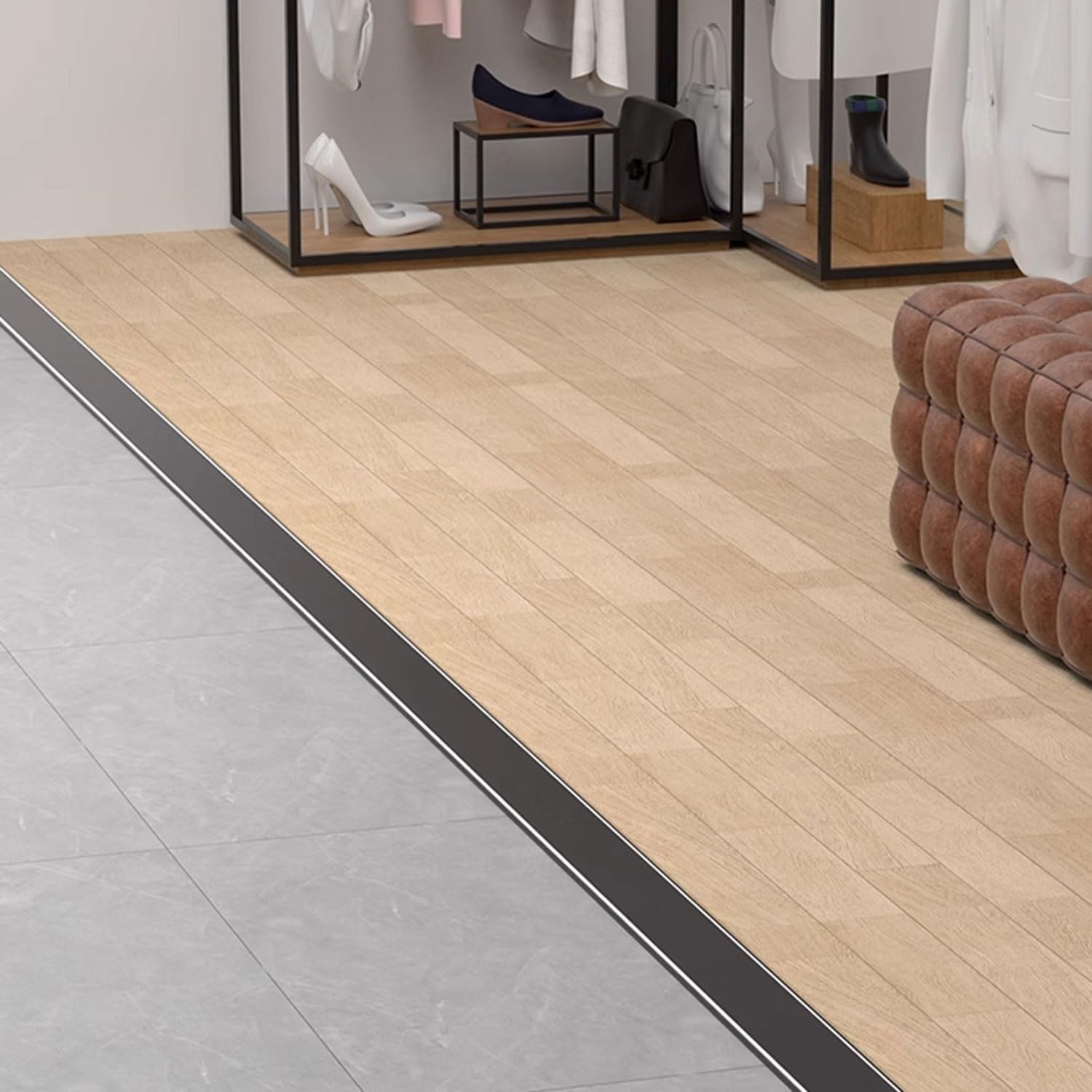 Listwy przejściowe do podłóg, 2,7 m, ze stopu aluminium, do łączenia desek laminowanych, płytek, szczelin podłogowych, czarne, 30 mm dł. 2,7 m