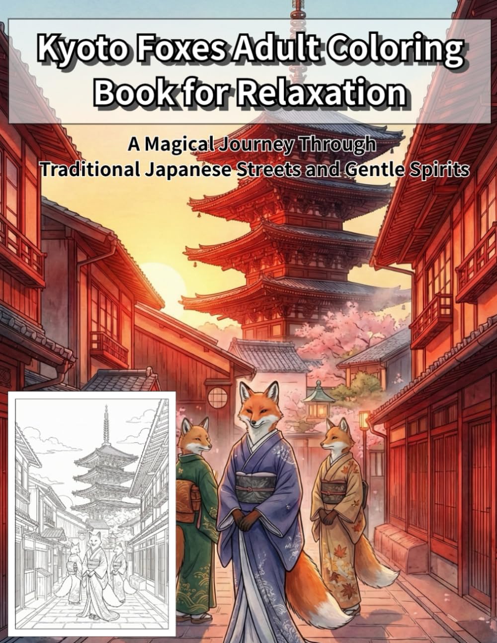 Kyoto Foxes Adult Coloring Book for Relaxation: Relaxing Adult Coloring Book Inspired by Kyoto, Japanese Art, and Fox Spirits