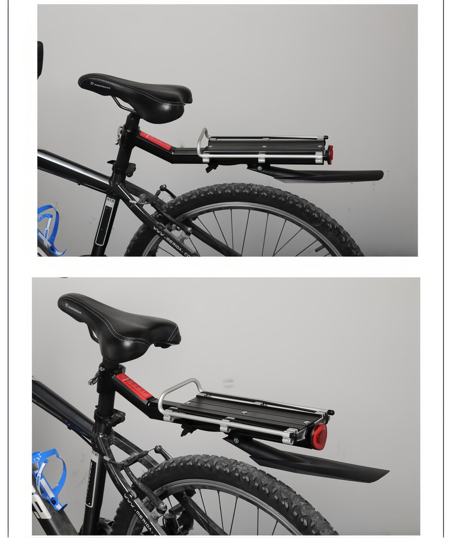 Chesoon Portabultos de Bicicleta Aleación de Aluminio Portabultos de Bicicleta con Guardabarros, Reflector y Correa Elástica Capacidad 20lbs/9kgs