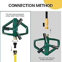 Vista 5 de Aspersor para patio, rociador giratorio de jardín para cobertura de área grande, rociadores de césped y patio